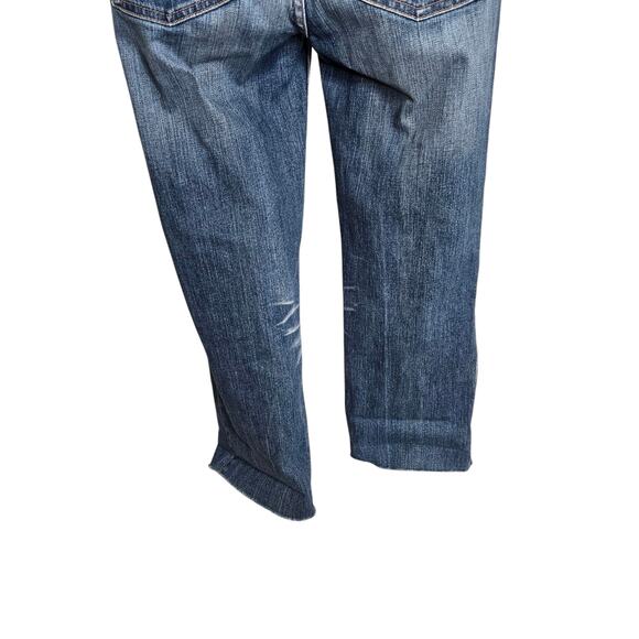 White‎ House Black Market Womens Capri Jeans 2 Blue Raw Hem Stretch Embroidered - Picture 13 of 13